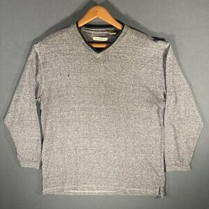 SUMMA Men's L Long‎ Sleeve V-Neck T-Shirt Casual Cotton Silk Blend Tee